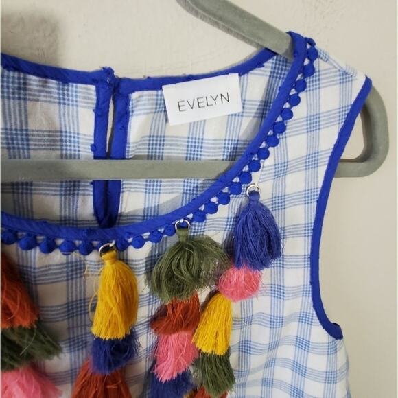 EVELYN TASSLE plaid tank top size small‎ - Picture 3 of 6